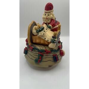 Clay Santa Tucking Kids into Bed Musical Figure